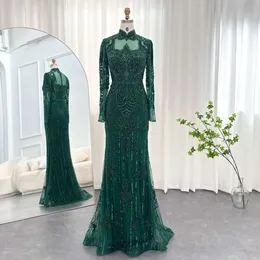 Emerald Sharon Green Dubai Müslüman Dedi Gece Elbiseleri Uzun Kollu 2024 Gül Altın Sier Gray Düğün Ellikleri SS153