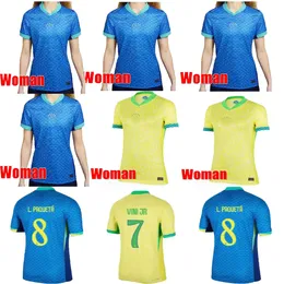 Heta säljande föremål Brasilier 24/25 Copa America Cup Soccer Jerseys Camiseta de Futbol Football Shirt Maillot Marquinhos Vini Jr Brasil Richarlison Woman Neymar