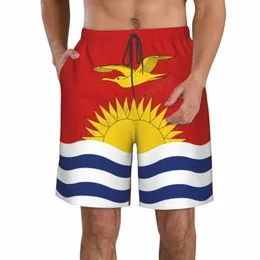 Pantaloni da spiaggia con bandiera Kiribati da uomo estivi Pantaloncini da surf M-2XL Costumi da bagno in poliestere da corsa E6wd #