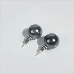 Orecchini a perno Design semplice e avanzato Orecchini di perle nere Temperamento di moda S925 Sier Needle Accessori per gioielli tutto-fiammifero Consegna di goccia Ot6Vf