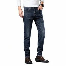 Gratis fartyg 2021 Autumn and Winter Men's New Small Straight Jeans High Quality Stretch Youth Casual Pants X3pa#