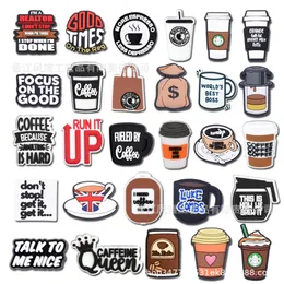 girls coffee drink charms Anime charms wholesale childhood memories funny gift cartoon charms shoe accessories pvc decoration buckle soft rubber clog charms