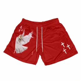 mens Running Shorts Shorts de treinamento Angel Cross Print Gym Sports Men Casual Clothing Masculino Fitn Jogging Y2k Shorts de treinamento w9Dn #