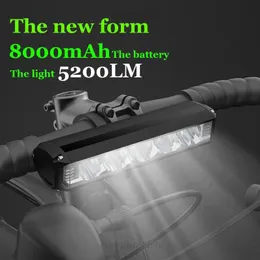 Bicycle Light Front 5200LM LED Light for Bicycle 8000mAh Mountain Cycle Headlight Lamp Bike Light USB Flashlight Super Brigh 240322