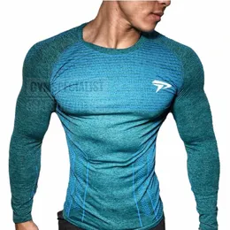 New Men Sports LG Sleeve Tights Muscle Men 's Fitn 런닝 통기 훈련 의류 티셔츠 High Spring Top W2AC#