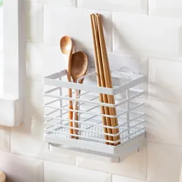 2024 Utensil Cutlery Holder Suspended Wall Drainer with Tray Sink Drying Rack Kitchen Counter Organizer Tableware Storage Table White