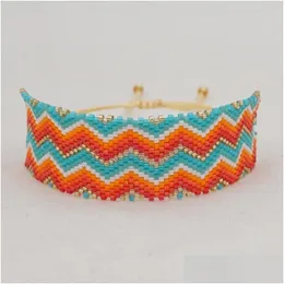 Kettengliederarmbänder Boho handgefertigter Schmuck Design Sommer Strand Schmuck Miyuki Rocailles Perlenarmband für Frauen Teenager Mädchen Geschenk Psera Dro Otrtk