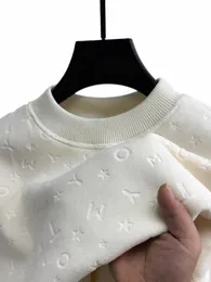 FI 레터 엠보싱 스웨터 2023 가을/겨울 새로운 트렌드 남자 플러시 두꺼운 티셔츠 캐주얼 따뜻한 둥근 목 풀 오버 i3eb#