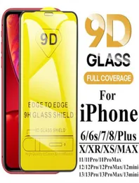9D Full Cover Tempered Glass Full Glue Screen Protector Film för iPhone 14 13 12 Mini 11 Pro X Xs Max XR 6 7 8 Plus Samsung S22 S28571549