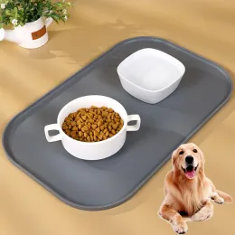 Tapete de silicone para alimentação de cães, à prova d'água, para cães de estimação, com bordas elevadas, dobrável, antiderrapante, fonte de alimentação para cães e gatos