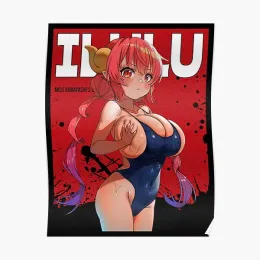Calligraphy Ilulu Miss Kobayashis Dragon Maid Red Co Poster Decor Art Mural Room Funny Picture Modern Vintage Painting Decoration No Frame