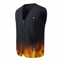 Intelligent uppvärmd väst 3-Gear Winter Warm Jacket USB Electric Heat Vest Outdoor Thermal Cycling Vest för sportvandring M-3XL T0I6#
