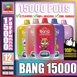 Оригинальная Bang Digital Box 15000 15k Puff 15000 15k Перезаряжаемая одноразовая ручка для электронных сигарет Vape с предварительно заполненной батареей емкостью 500 мАч 23 мл Fumot 12000 12k