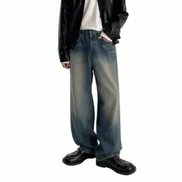 IEFB Jeans Erkek Pantolon Bahar Koreli Gevşek Fi Düz High Street Çok Çözüm Geniş Bacak Erkek Pantolon Günlük 9A6861 G6ro#