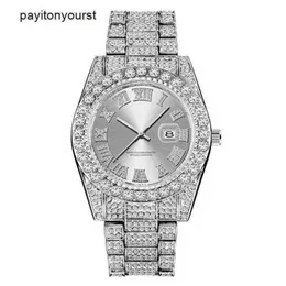 Role Watch Diamond Watches zegarek luksusowy złoty rzymski bling hip hop pełny lodowany kwarc niebieski mężczyzna srebrny diomand renOJ de diamantes 5xvb