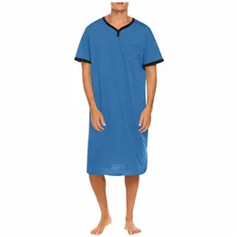 Homens Cott Nightshirt Robes Manga Curta Soft Cott Com Decote Em V Solto Pijamas Verão Casual Masculino Pijamas Lg Tops 2023 o7qR #