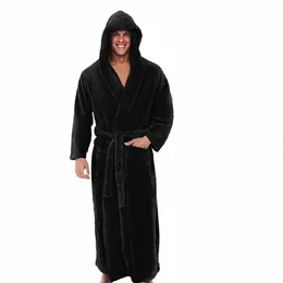 Kış Erkek Robes Sweetwear Kalın Uzunlaştırılmış Peluş Şal Boşluk Kimo Ev Kıyafetleri LG Kollu Nightgown Erkek Giysileri 47FM#