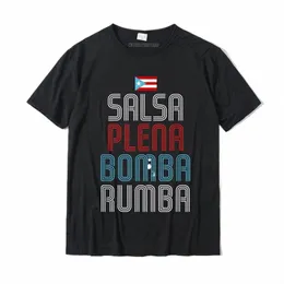 Puerto Rico Flag Music Tee Salsa Plena Bomba Rumba T-shirt Cott na wierzch