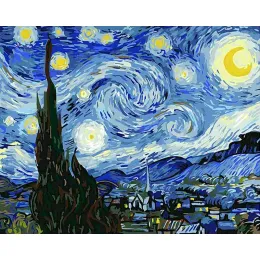 Numara gatyztory van gogh soyut resim sayılarla Starry Sky Diy elle boyanmış yağlı boya renk tuval ev dekorasyon benzersiz hediye