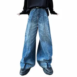 iefb Stripe Male Jeans Japanese Style Gradient Color Patchwork Wed Men's Wide Leg Denim Pants Vintage Spring New Tide 9C4885 y0dz#