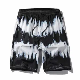 Męskie barwniki na deski barwnikowe luźne sznurka podwójnie kieszonkowa pnie pływania hawajskie bryczesy kolanowe szorty pływające na plażę swobodne spodnie e3xz#