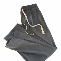 drappeggio pantaloni di seta del ghiaccio pantaloni da uomo estivi pantaloni sportivi elasticizzati ultrasottili asciugatura rapida pantaloni casual semplici dritti larghi W4uP #