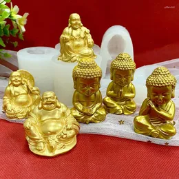 Moldes de cozimento 3D Maitreya Buddha Estátua Vela Molde de Silicone Difuso Pedra Resina Epoxy Decoração Chocolate