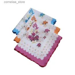 Fazzoletti 3 pezzi da donna con manici in cotone ondulato, fiori intarsiati con pizzo Hanks, manici da donna, tè pomeridiano Y240326