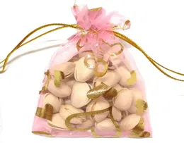 100 pezzi d'organo d'organza Gold Cuore Baglie di gioielli bomboniere Matrimonio Sacchetto regalo per feste di Natale 9 x 12 cm 36 x 47 pollici5765155