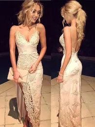 Gorgeous Spaghetti Straps 2024 New Sexy Evening Dresses Side Split Mermaid Prom Gowns Open Back Women Formal Occasion Wears BA3397