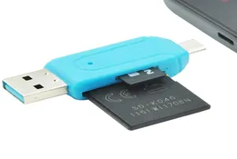 1PCランダムカラー2 in 1 USB 20 OTGメモリカードリーダーアダプター電話compute3590164のためのユニバーサルマイクロスブタイプCTF SDカードリーダー