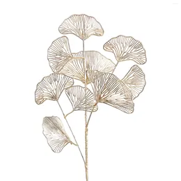 Fiori decorativi Simulato Oro Foglia di Ginkgo 68 CM Maglia di plastica 3-Fork Fan Composizioni floreali Pianta artificiale Fai da te Home Deco