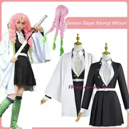 Cosplay Anime Comple Kimono Kanroji Mitsuri لعب المستعار الكامل لكرنفال الهالوين القادم إلى أزياء الفتاة للبالغين والأطفال.