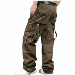 Seass Cargo Pants Pantaloni larghi da uomo Cott Pocket larghi da uomo Casual Primavera Autunno Pantaloni da uomo dritti Big Size 38 t90W #