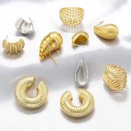Hoopörhängen kopparmaterial Multi-stil droppe för kvinnor Party Supplies Gold Silver Color C Shape Ear Cuffs Piercing 2 Par
