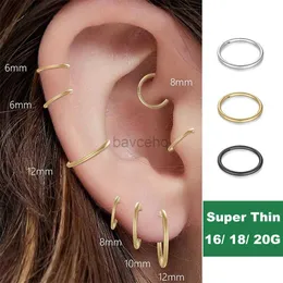 Hoop Huggie 2PCS seamless 316L stainless steel nose rings suitable for men and women earrings hexagonal spiral earplugs perforated jewelry 20G 18G 16G 240326