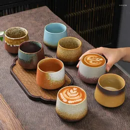 Koppar fat keramiska ugnen vände espresso kaffe mugg kreativ stoare garland kopp mjölk japansk retro te turkisk