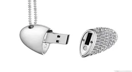 Design Real Capacity Crystal Heart USB 20 Flash Drive Memory Stick 16GB64GB Pendrive With Necklace6268671