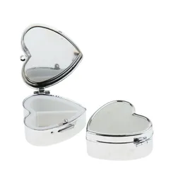 100pcs Heart Shaped Metal 2 Grid Pill Box boxes Organizer Medicine Container Case Jewellery Storage Pocket Portable Heart Shape3945459