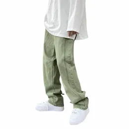 الجينز الأخضر الأرجواني الرجال فضفاضة سراويل أنيقة Hiphop ملابس كبيرة الأحجام XXXL 4XL 5XL الخريف شتاء الربيع M5MO#