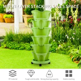 Planters Stackable Planter Multilayer Flower Pot Tower Vertical Movable Flowerpot for Vegetable Strawberry Garden Patio Decor Supplies