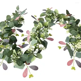 장식용 꽃 아름다운 시뮬레이션 된 유칼립투스 잎 등나무 180cm 길이 가정 및 사무실 장식 품질 PE 플라스틱에 이상적입니다.