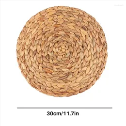 Bowls 4Pc Natural Water Woven Placemat Round Rattan Table Mat Pad Green Tropical Wedding Or 30Cm