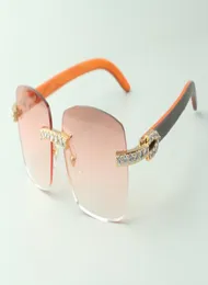 مصمم XL Diamond Sunglasses 3524025 مع نظارات الأسلحة الخشبية البرتقالية المباشرة S Size 18135mm1448077