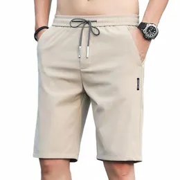 Homens respirável malha de seda gelo shorts soltos ginásio shorts de secagem rápida joggers praia sweatshorts em linha reta elástico masculino calças curtas t0j4 #