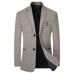 Men Business Casual Caskure Blazers garnitury kurtki wełniane mieszanki męskie jesienne zima szczupłe blezery garnitury płaszcze męskie odzież 240313