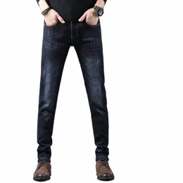 зимние джинсы мужские утепленные флисовые джинсы стрейч тонкие прямые темно-синие джинсовые теплые джинсы для мужчин Fi дизайнерский бренд Lg брюки i4Ij #