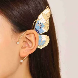 Ear Cuff Ear Cuff Prata Banhado Metal Elf Ear Cuffs Coloridos Asas de Borboleta Clipes de Orelha para Mulheres Fada Clip Brincos Casamento Meninas Jóias Presentes Y240326