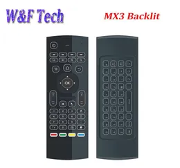 MX3 Backlight Trådlöst tangentbord med IR -lärande 24G Wireless Remote Control Fly Air Mouse Bakgrund för MXQ Pro T95M x96 Android T5582561
