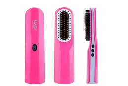 New NASV Straightening Irons USB charge Straight hair Brush Comb Rechargeable Hair Curler Styling Tools wireless hair straightener8686218